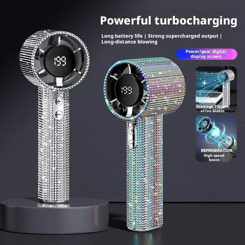 High-Speed Handheld Fan 199-Speed Type-C Rechargeable Digital Display