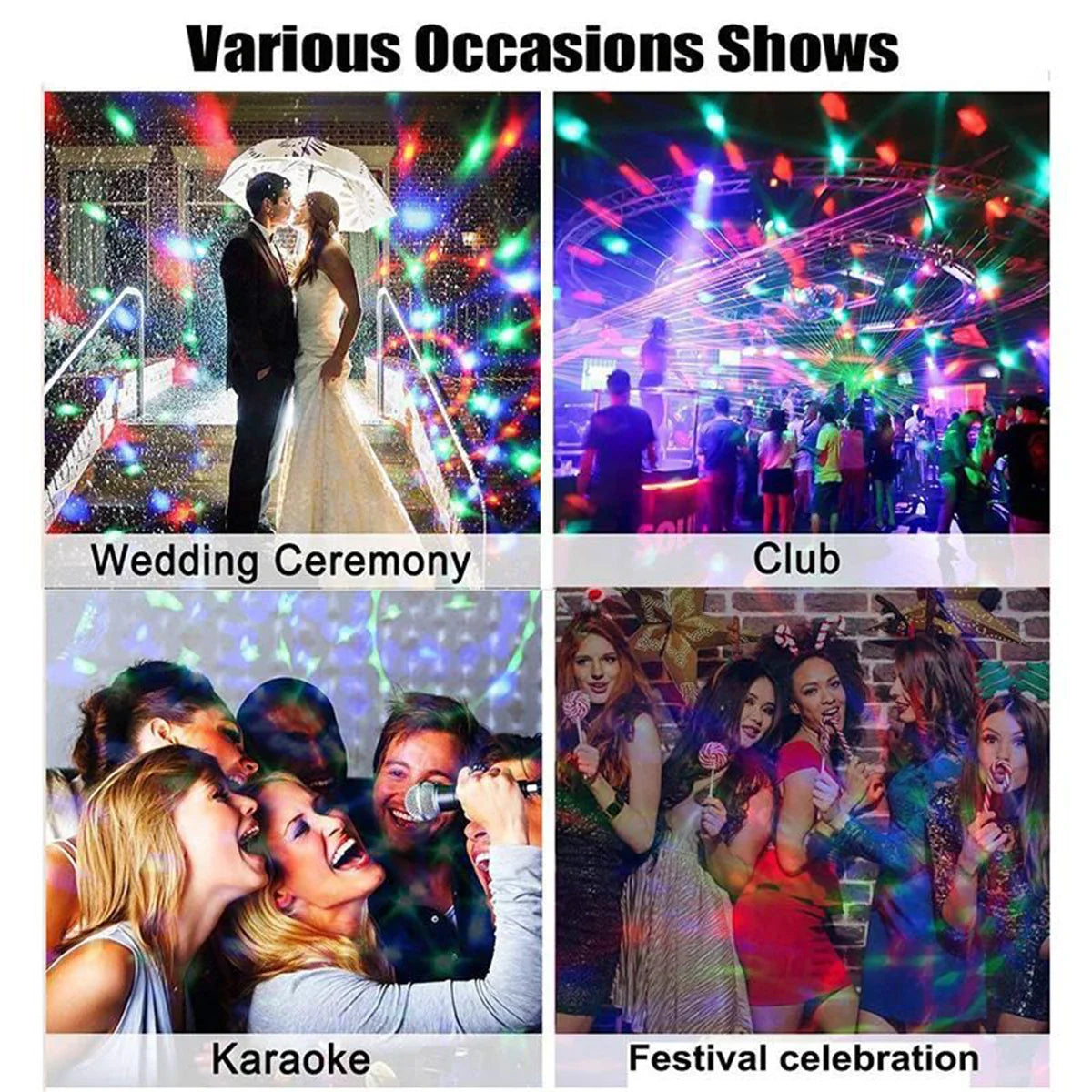 E27 RGB Rotating Stage Light LED Disco Party Projector Lamp for DJ Bar Home