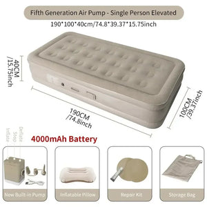 Air Mattress with Built-In Pump Self-Inflating Double Sleeping Pad for Camping Indoors