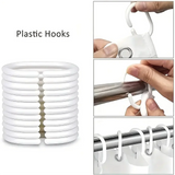 4-Piece Waterproof Shower Curtain Set with Hooks & Bathroom Floor Mats Blue Black