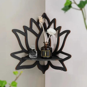 Wooden Lotus Wall Shelf Aromatherapy Essential Oil Holder Decorative Rack Corner