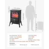 22.8-Inch Freestanding Electric Fireplace Heater 1500W with Realistic Flames