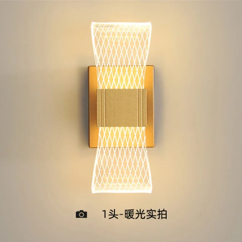 Gold Modern LED Wall Lamp – Luxury Aluminum Bedside Light for Bedroom & Living Room