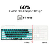 60% Mechanical Gaming Keyboard with Blue Switches – Compact Sea Blue Backlit