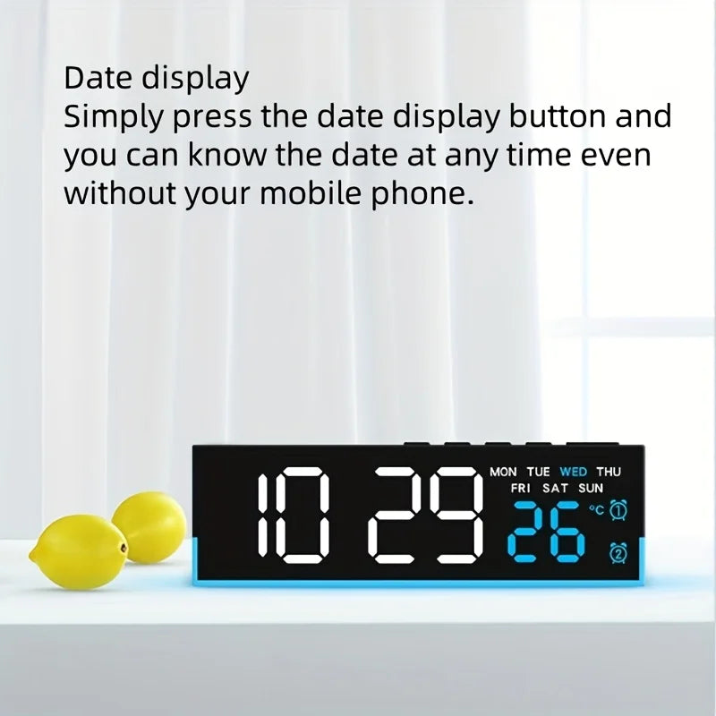 Smart LED Alarm Clock with Night Light Digital Bedside Clock 12/24H Display
