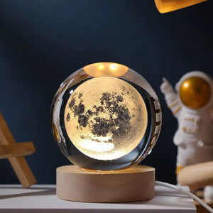 Crystal Ball Night Light USB Laser Engraved LED Lamp Gift for Bedroom Decor