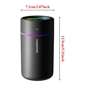 Car Air Humidifier 280ml Aroma Diffuser Essential Oil Mist with Colorful LED Light