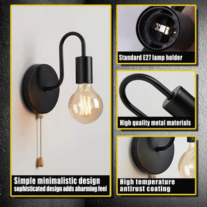 Industrial Black Wall Sconce – Nordic E27 Iron Lamp for Bedroom & Bathroom Decor