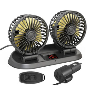 Dual Head Car Cooling Fan 12V/24V 3-Speed with Remote