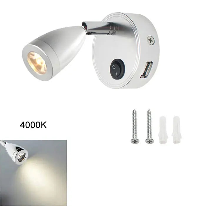 LED RV Reading Light 12V/24V with USB Port – Camper, Boat, Trailer Interior Lamp