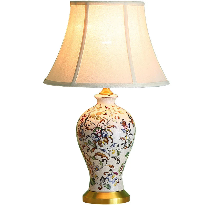 American Style Desk Lamp Painted Pattern Bedside Table Light Home Decor