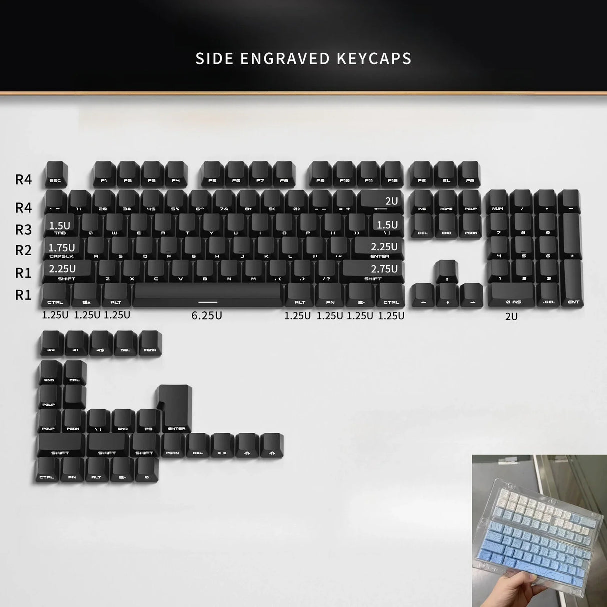 133-Key Gradient Green PBT Keycaps Cherry Profile Double Shot Side Printed Set