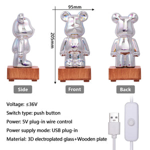 3D Firework Bear LED Night Light Color Changing USB Bedroom Kids Gift Lamp