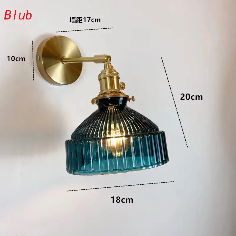 Green Glass Wall Sconce – Art Deco Light for Living Room, Hallway & Bedroom