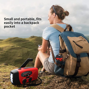 Emergency NOAA Weather Radio AM FM Solar Hand Crank Power Bank LED Flashlight