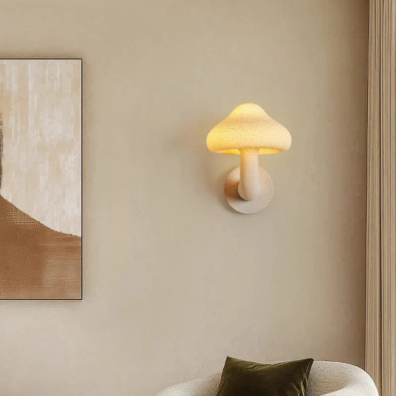 Wabi Sabi Mushroom Wall Sconce French Cream LED Bedroom Living Room Lamp