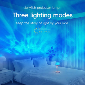 Jellyfish LED Projection Night Light Table Lamp Remote Ocean Ambient Bedroom