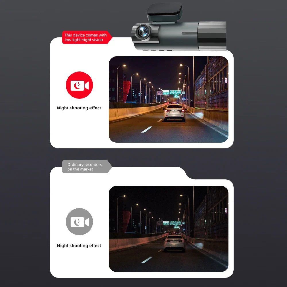 1080P WiFi Dash Cam 3-Way Front Inside Rear Car DVR Night Vision G-Sensor Loop