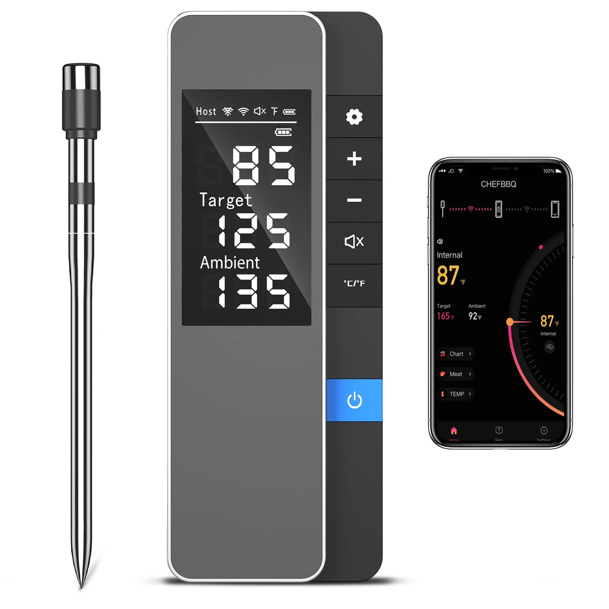 Wireless Meat Thermometer Multi Sensor Digital BBQ Grill Oven Long Range