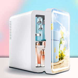 6L Mirror Beauty Mini Fridge LED Makeup Skincare Cooler Warmer Portable