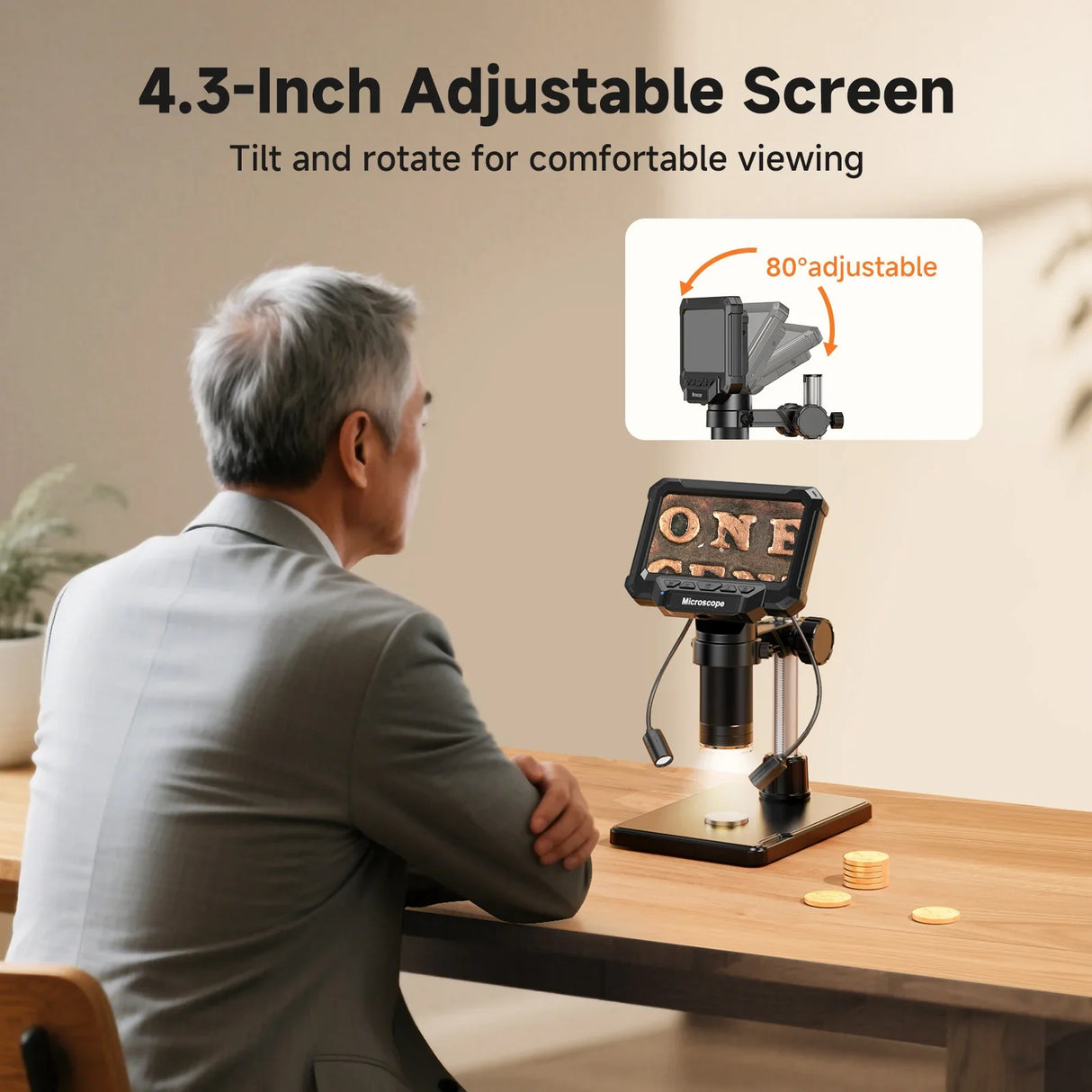 4.3 Inch Coin Microscope 1920P HD with LED for PCB Repair PC View