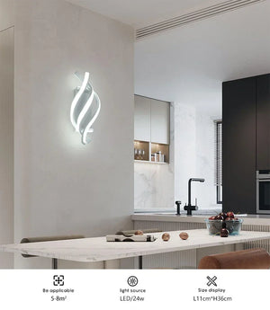 Curved Spiral LED Wall Lamp – Modern Light Fixture for Bedroom, Living Room, Hall