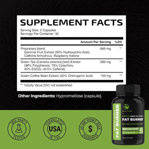 Green Tea Weight Loss | 60 Capsules Fat Burner & Metabolism Booster