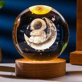 3D Axolotl Crystal Ball Night Light LED Laser Engraved Cute Gift Decor