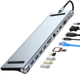 11 in 1 USB C Docking Station 4K HDMI VGA Ethernet 100W PD Hub for Laptop