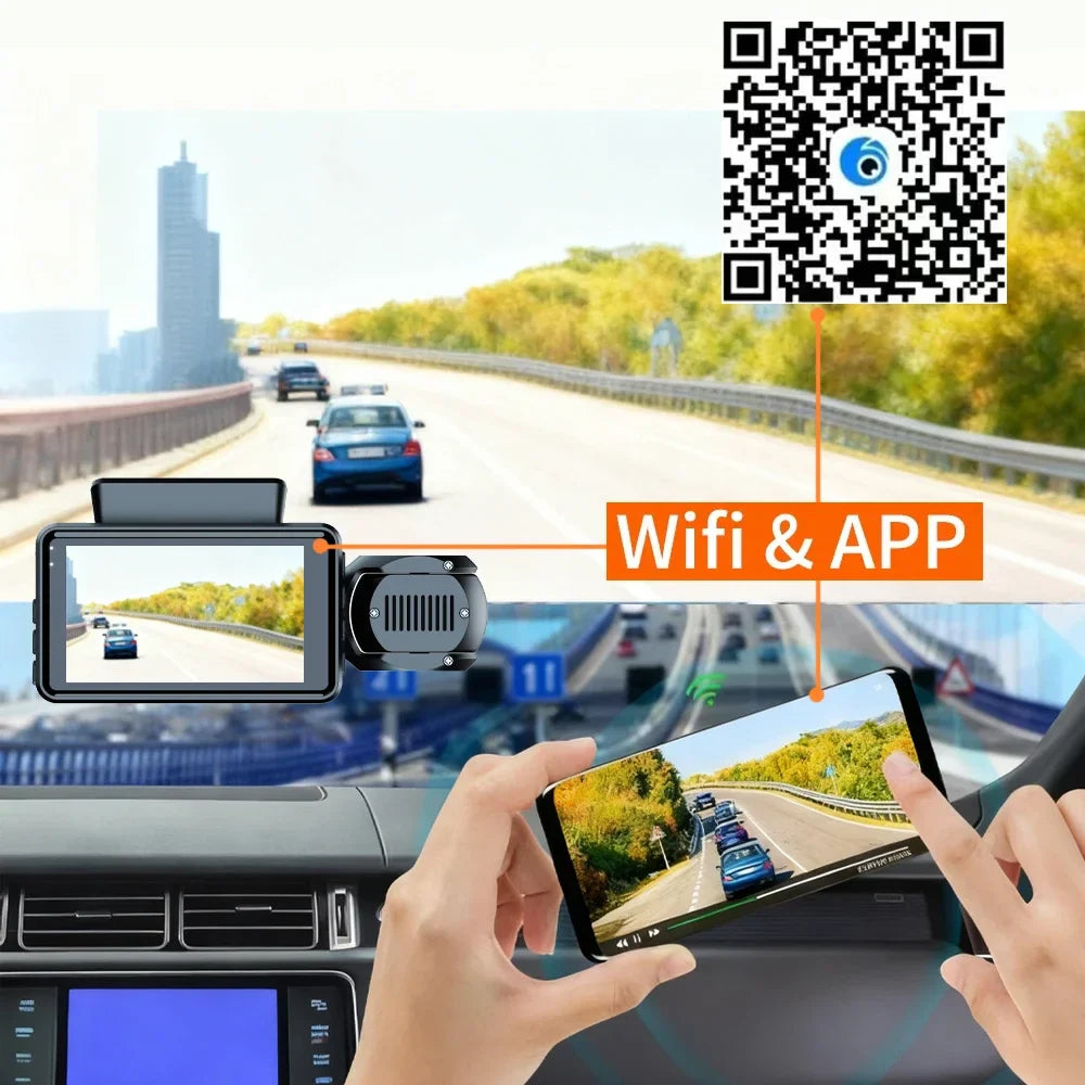 3 Channel 1080P Dash Cam with WiFi Night Vision Car DVR