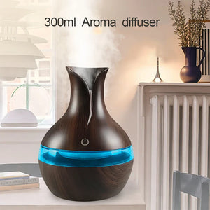 Aromatherapy Diffuser 300ml Cool Mist Humidifier 7-Color LED USB Rechargeable