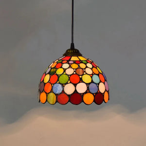 European Stained Glass Pendant Light 20cm Hanging Lamp Dining Bedroom Decor