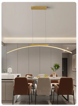 Modern LED Arc Pendant Light – Adjustable Dining Room Hanging Lamp for Kitchen