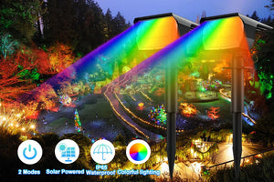 RGB Solar Landscape Spotlights Outdoor Waterproof LED Lights for Garden Decor