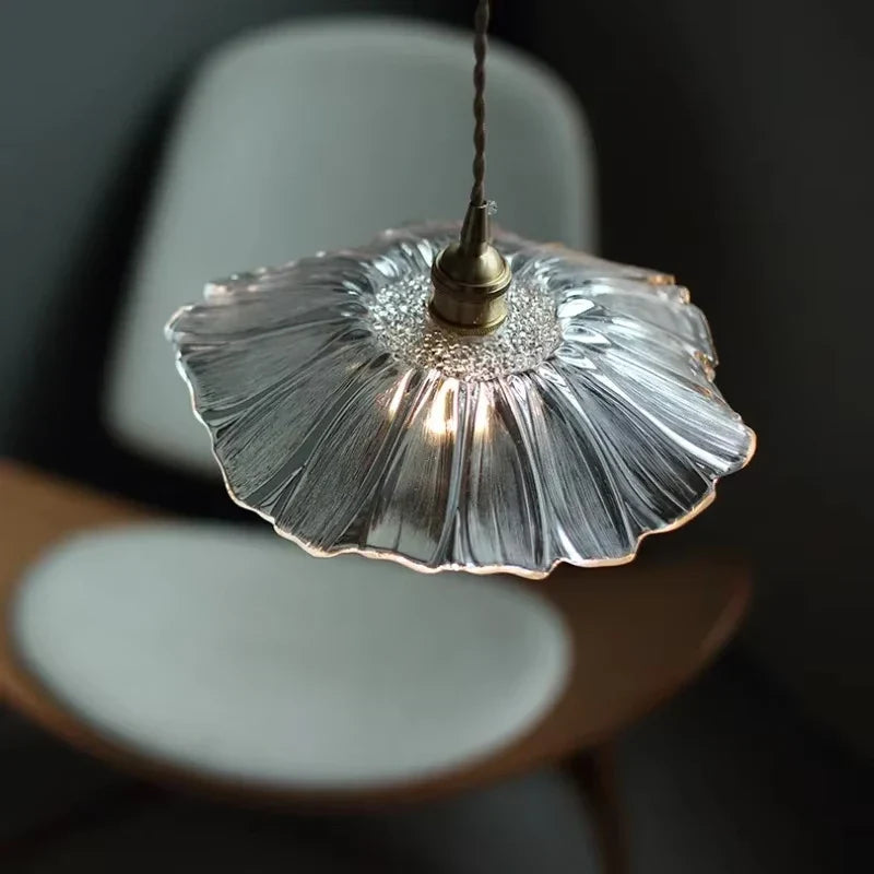 Vintage Flower Glass Pendant Light Hanging Ceiling Lamp for Bedroom Living Room