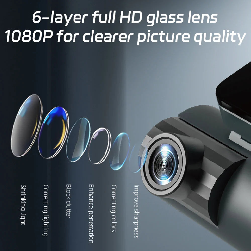 1080P WiFi Dash Cam 3-Way Front Inside Rear Car DVR Night Vision G-Sensor Loop