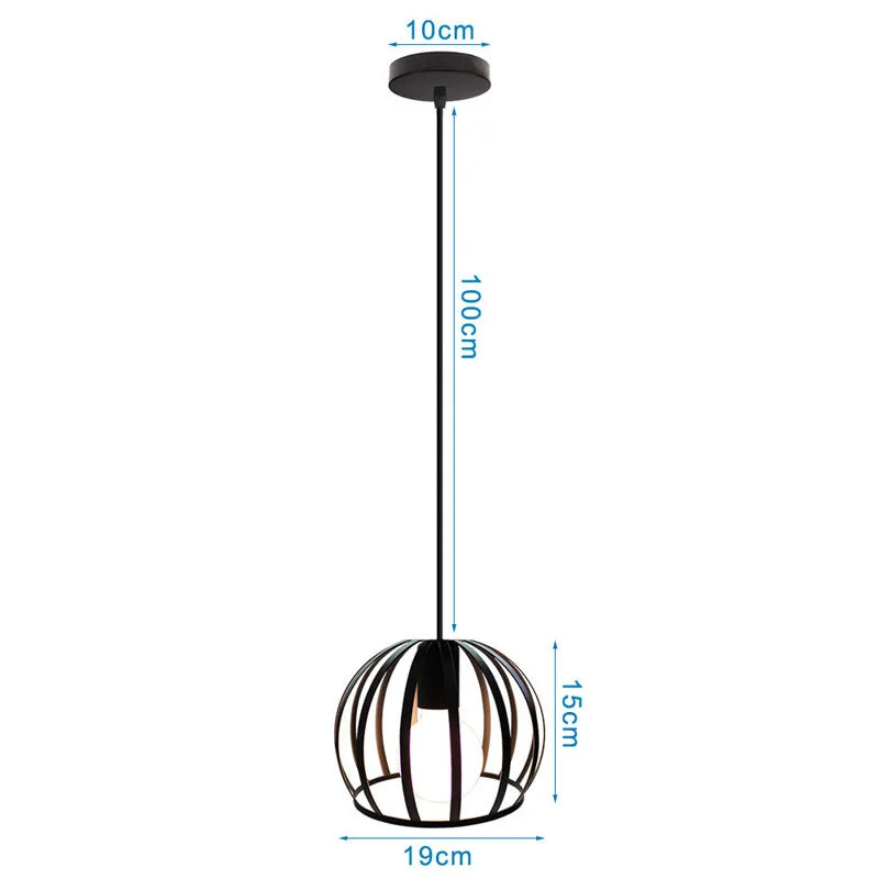 Retro Loft Industrial Pendant Light Wrought Iron Metal Ball E27 Hanging Lamp