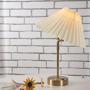 Adjustable Pleated LED Table Lamp – Retro E27 Desk Light for Bedroom & Living Room