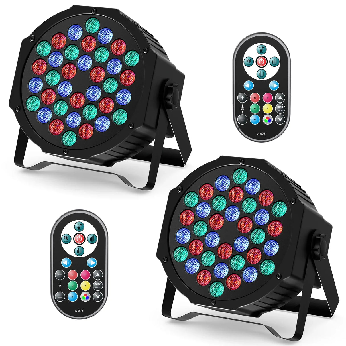 RGB Par Lights 36LED Stage Lighting – DMX512 Uplights for DJ, Party, Wedding Events