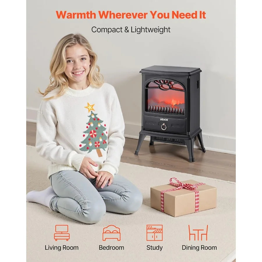 22.8-Inch Freestanding Electric Fireplace Heater 1500W with Realistic Flames