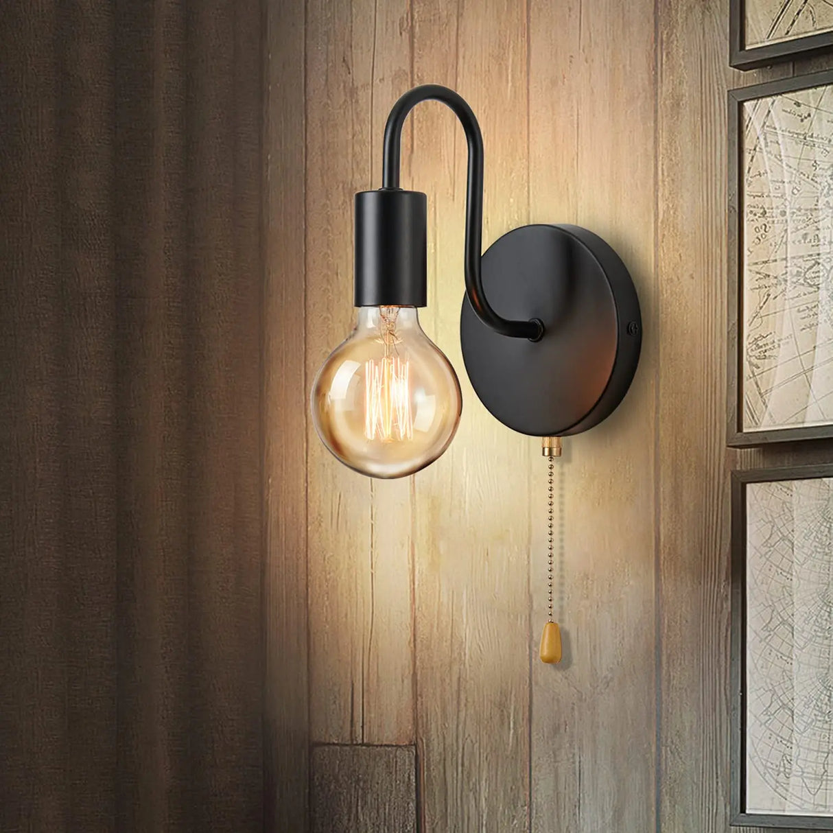 Industrial Black Wall Sconce – Nordic E27 Iron Lamp for Bedroom & Bathroom Decor