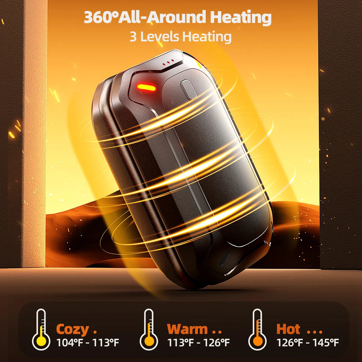 2 Pack Rechargeable Hand Warmers Dual-Sided Electric Pocket Heater for Outdoor