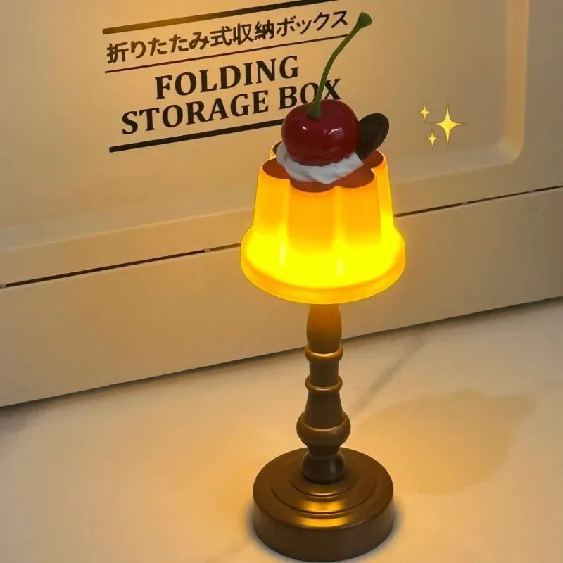 Pudding LED Night Light Cute Battery Bedside Desk Lamp Kids Bedroom Decor Gift