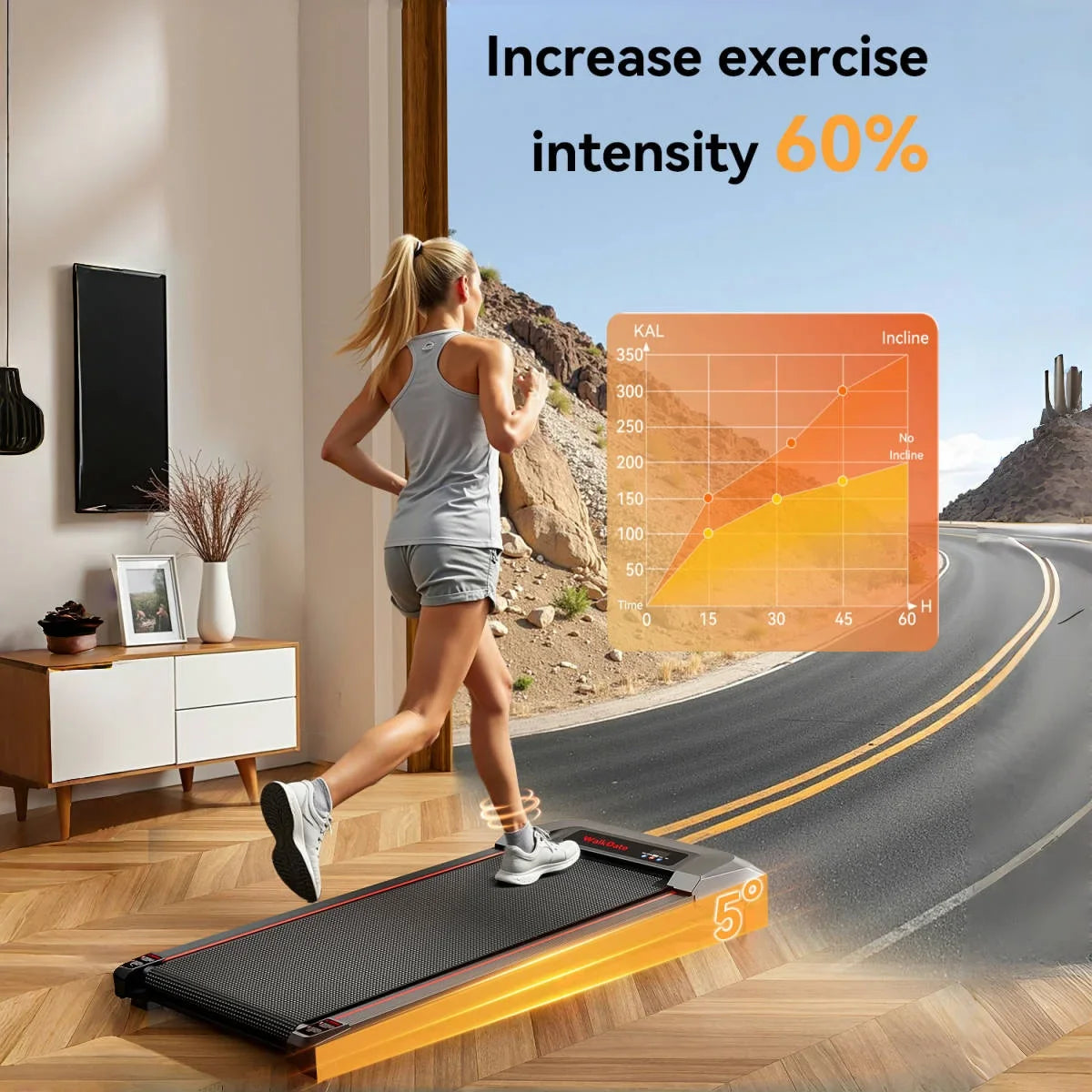 Folding Electric Treadmill Walking Pad 2.5HP 8km/h Wide Belt Remote LCD Home