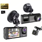1080P Dash Cam with IR Night Vision and 3-Channel Recording