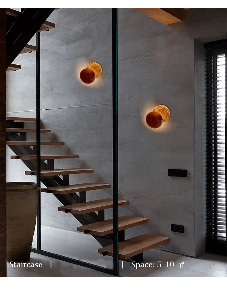 Solar Eclipse Wall Light – Moon Design Vintage LED Sconce for Bedroom & Stairs