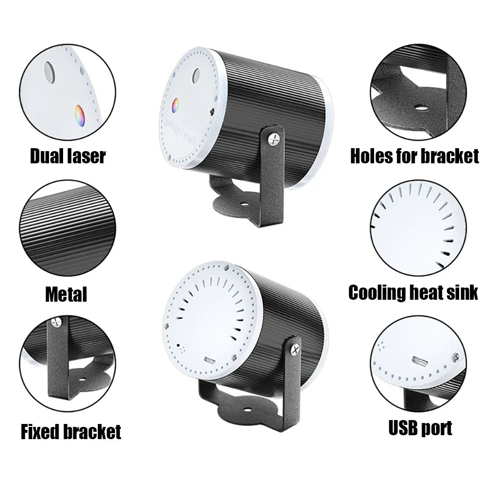 Mini RGB Laser DJ Disco Party Light USB Stage Projector with Remote KTV Bar Wedding