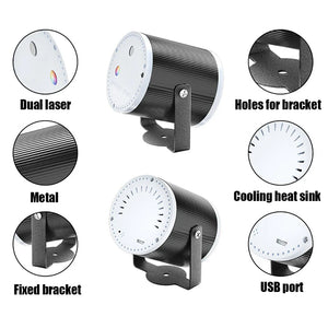 Mini RGB Laser DJ Disco Party Light USB Stage Projector with Remote KTV Bar Wedding