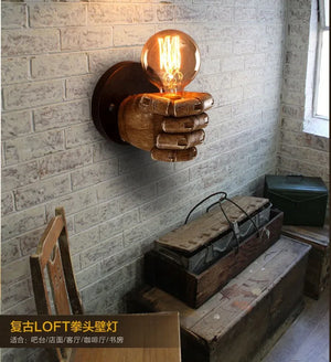 Resin Hand Wall Lamp – Left/Right Fist Sconce Light for Bar, Restaurant & Home Decor