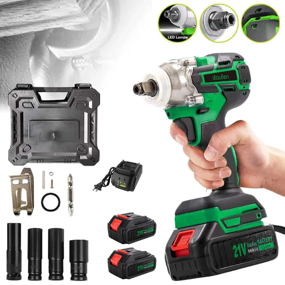 380Nm 21V Brushless Cordless Electric Wrench High Torque Impact Tool
